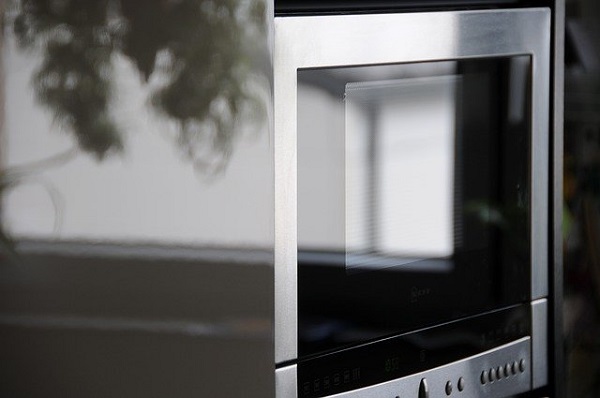ultimate kitchen guide microwave close up with chrome details